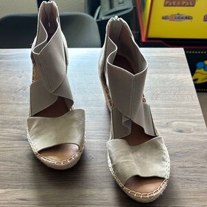 Gentle Souls Tan Sandals with Asymmetrical Cutouts